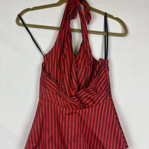 Odille Navy and Red Halter Top